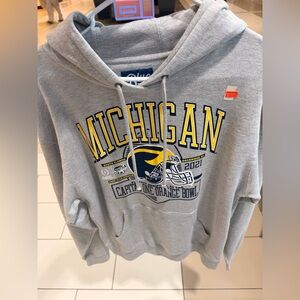 Blue 84 Gray Hoodie with Michigan Blue and Yellow Accents